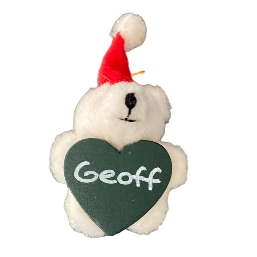 🍭6/$30 Geoff Teddy Bear Heart Christmas Ornament